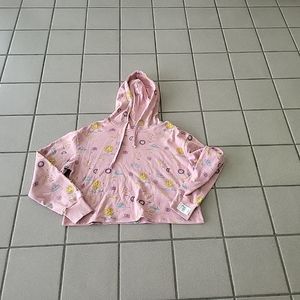 NWT Juniors Medium Mighty Fine Sketchy Celestial Allover Crop Hoodie Sweatshirt